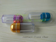 Fiale trasparenti blu della pillola/piccoli contenitori di plastica impermeabili della pillola con il cappuccio del metallo