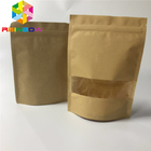 I sacchi di carta stampati su ordinazione con la borsa a chiusura lampo di Brown Kraft per caffè/tè con la finestra stanno il sacchetto su d'imballaggio
