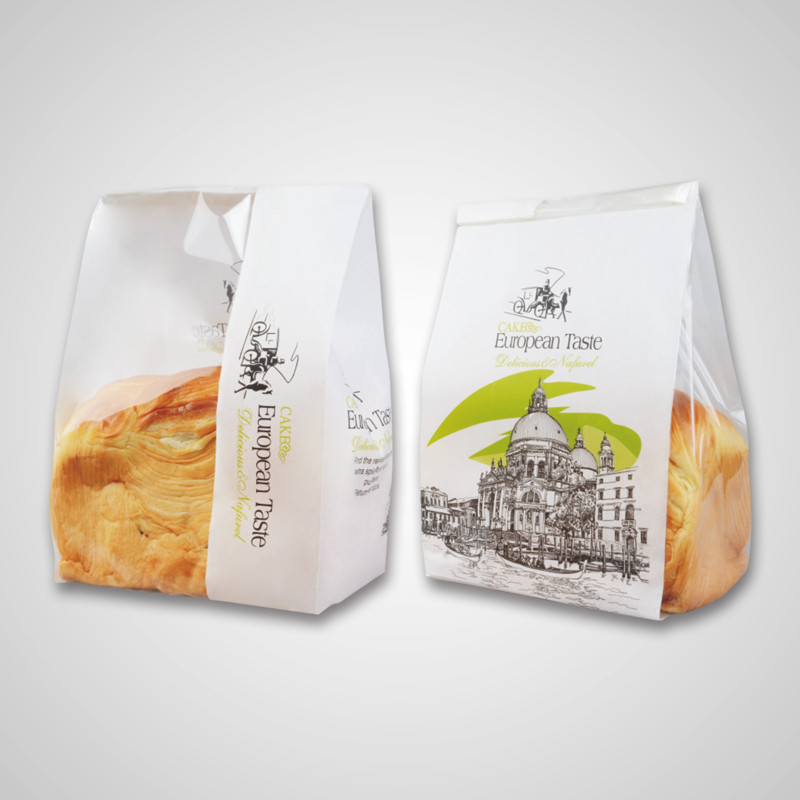 La borsa bianca della carta kraft Per pane/sta sui sacchetti con Mylar e la chiara finestra