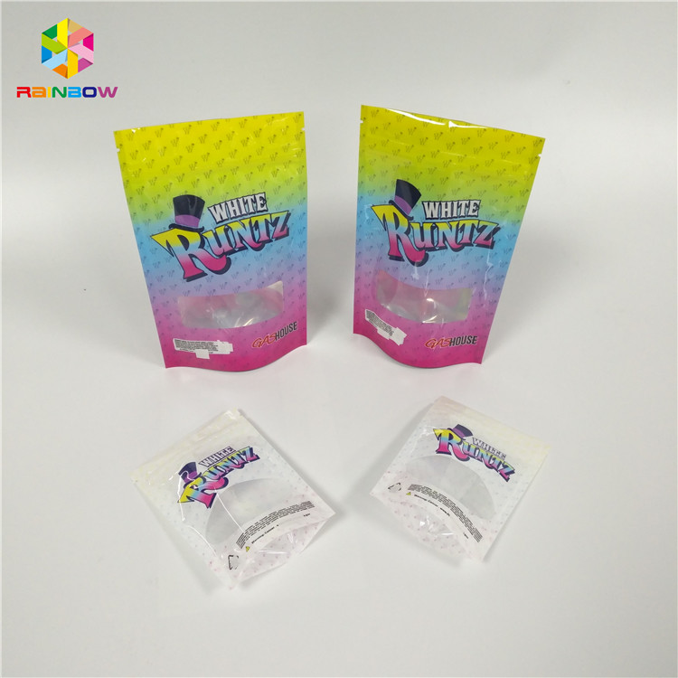 Bustine di tè riciclabili della prova dell'odore che imballano l'ologramma del laser di Runtz della finestra della serratura dello zip