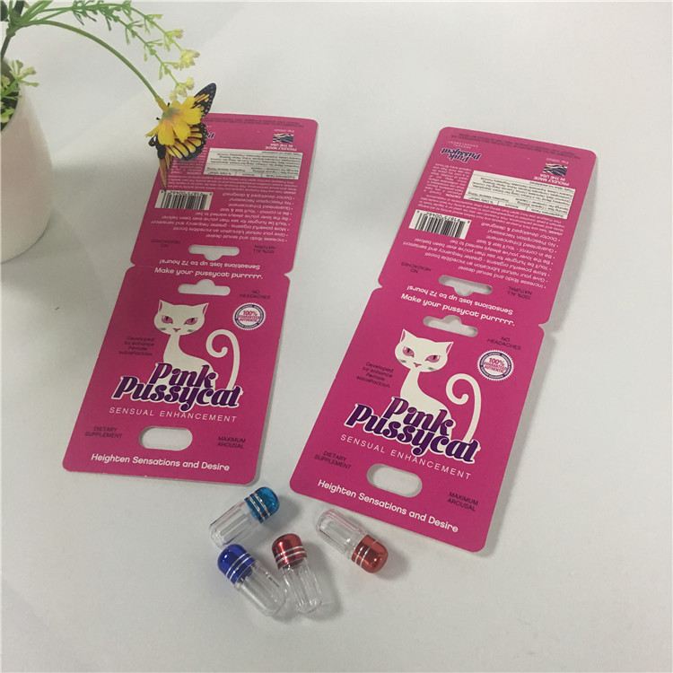 Imballaggio maschio d'imballaggio della pillola di potenziamento della scatola di presentazione del gatto della carta purulenta rosa della bolla