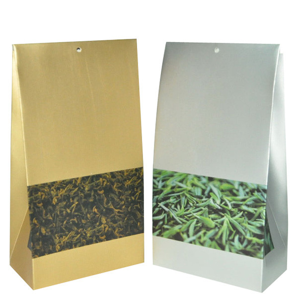 Borsa opaca argentea gialla di imballaggio di plastica di rivestimento con Bpttom quadrato per tè