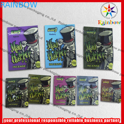 Sacchetti di plastica di erbe dello zip di incenso del di alluminio riciclati con la chiusura lampo