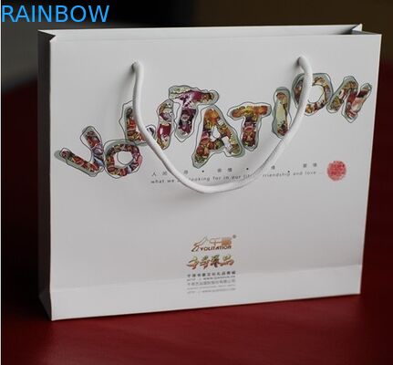 Timbratura calda dei sacchi di carta su misura maniglia ecologica con l'argento di logo