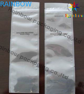 Borsa bianca a chiusura lampo del sacchetto della stagnola della guarnizione del lato dell'albero laminata con la tacca dello strappo