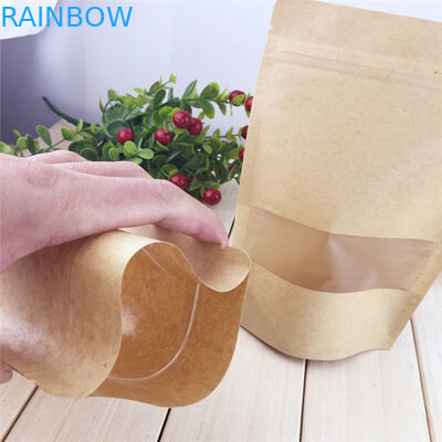 Sacchi di carta su misura chiara finestra, sacchi di carta di Brown della chiusura lampo