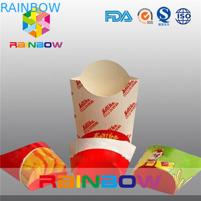 La scatola di carta piegante che imballa per le patate fritte che imballano, porta via il contenitore di carta di alimenti a rapida preparazione