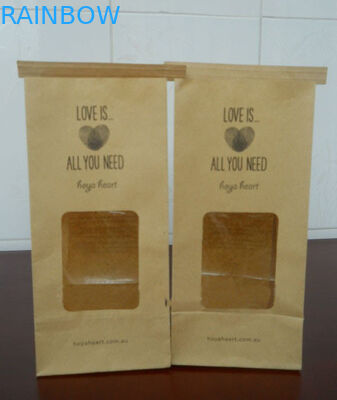 Legame della latta dei sacchi di carta su misura finestra della radura di Brown per l'imballaggio per alimenti