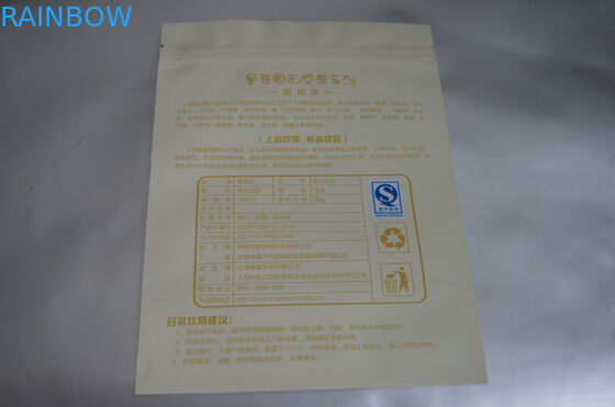 Bustine di tè piane del di alluminio che imballano con la tacca dello strappo e della chiusura lampo per il crisantemo Matt