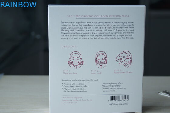 Carta bianca d'imballaggio del contenitore di carta rosa di Sade per la maschera del cosmetico del collagene dei ginseng