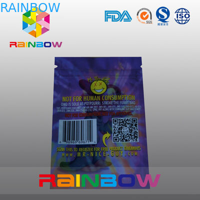 borsa d'imballaggio di incenso di erbe laterale della guarnizione di 5g OMG tre con la chiusura lampo