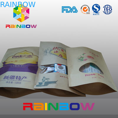 Sacchi di carta di Custimized Kraft del commestibile/borsa a chiusura lampo con la finestra