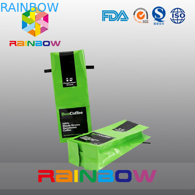 di alluminio d'imballaggio delle borse del tè laterale lucido del rinforzo, sacchetto verde del caffè del legame della latta