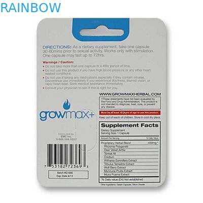 Carta di carta d'attaccatura stampata abitudine che imballa per lo stimolante maschio di potenziamento con due fori