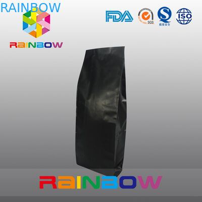 Il nero su misura ha stampato le borse inferiori del rinforzo, sacchetto di plastica del caffè con la chiusura lampo/valvola