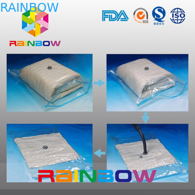 La chiara trapunta ha compresso le borse della chiusura sottovuoto dell'alimento/i sacchetti di plastica di stoccaggio vuoto di Costom