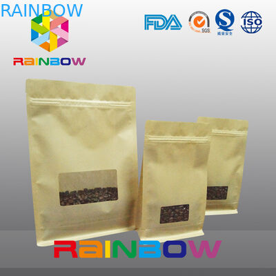 Borse del rinforzo del fondo piatto, borsa del fondo del blocchetto della guarnizione del quadrato con la chiara finestra per caffè