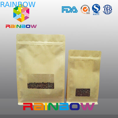 Borse del rinforzo del fondo piatto, borsa del fondo del blocchetto della guarnizione del quadrato con la chiara finestra per caffè