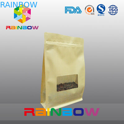 Borse del rinforzo del fondo piatto, borsa del fondo del blocchetto della guarnizione del quadrato con la chiara finestra per caffè