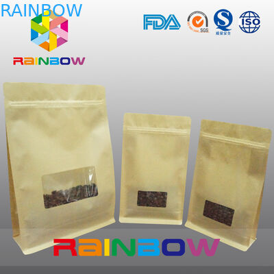 Borse del rinforzo del fondo piatto, borsa del fondo del blocchetto della guarnizione del quadrato con la chiara finestra per caffè