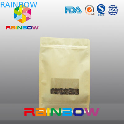 Borse del rinforzo del fondo piatto, borsa del fondo del blocchetto della guarnizione del quadrato con la chiara finestra per caffè