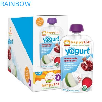 Auto che sta i sacchetti di plastica che imballano i sacchetti d'imballaggio degli alimenti per bambini del yogurt dei sacchetti del becco