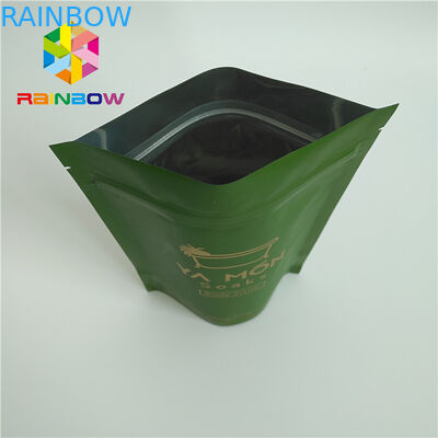 La borsa d'imballaggio allineata del tè verde bianco di Matt del di alluminio con la chiusura lampo progetta