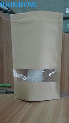 Stia sui sacchi di carta su misura sacchetto del regalo dell'alimento con la chiara chiusura lampo della finestra risigillabile