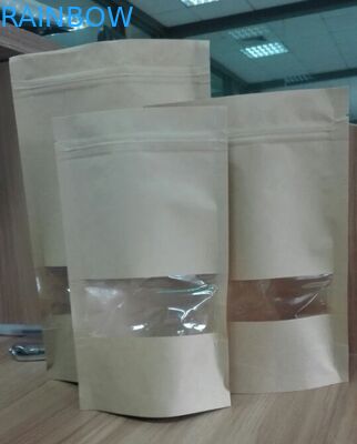 Stia sui sacchi di carta su misura sacchetto del regalo dell'alimento con la chiara chiusura lampo della finestra risigillabile