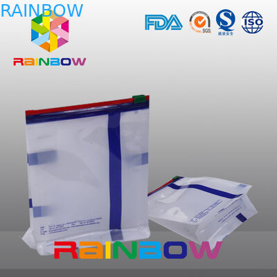 Sacchetto bianco del rinforzo del fondo piatto della guarnizione di Qual di dimensione su ordinazione con la chiusura lampo dello scorrevole per l'imballaggio per alimenti