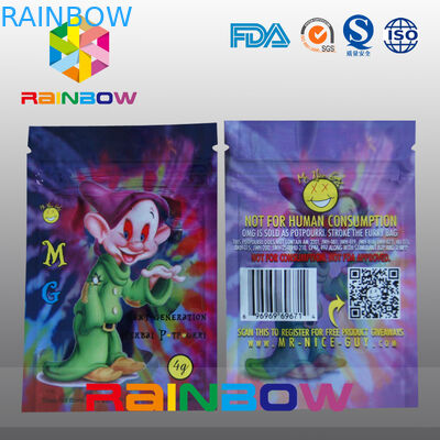 La chiusura lampo di erbe su ordinazione di incenso di logo M.G di stampa insacca la borsa del fumo della spezia di 5g 4g