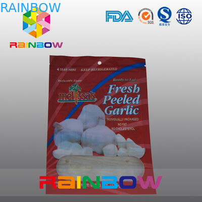 Borsa di plastica rossa e bianca della finestra di Mylar con la cima della chiusura lampo per alimento/Pleeled fresco Garllic