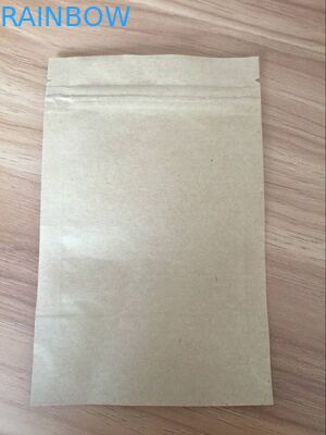 Borse laterali allineate piane su misura della serratura dello zip della cima della guarnizione della stagnola tre della carta kraft dei sacchi di carta