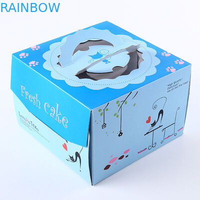 Contenitore di carta di torta di compleanno quadrata blu rosa che imballa/contenitore di regalo su misura