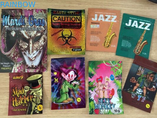 Tre lati hanno saldato a caldo le borse di erbe del di alluminio di incenso con la chiusura lampo