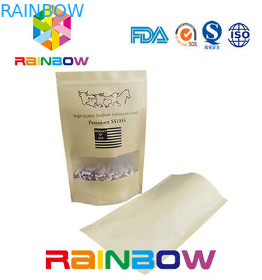 Il fondo piatto Brown ha personalizzato i sacchi di carta/sacco di carta del mestiere con la chiusura lampo