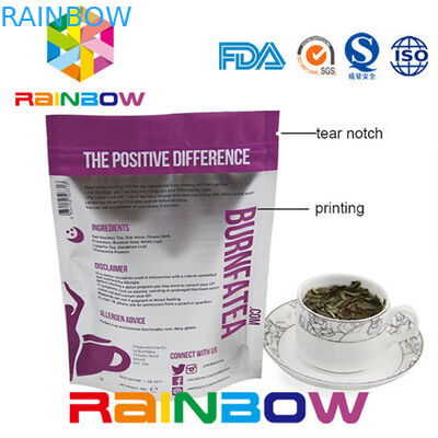 Sacchetto a chiusura lampo di plastica d'imballaggio del di alluminio della borsa di Doy del pacchetto del tè Gusseted laterale della carta kraft
