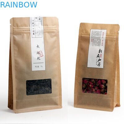 Bustine di tè laminate fondo piatto a prova d'umidità che imballano con la chiusura lampo e la finestra