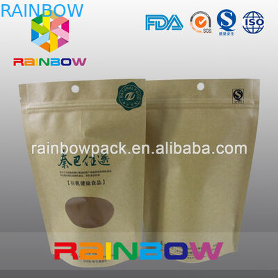 La carta kraft riciclabile Doypack di 2oz Sta sulle borse di caffè con la finestra