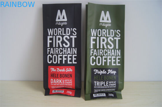 Borse di caffè laterali su misura del di alluminio del rinforzo con la valvola, verde rosso