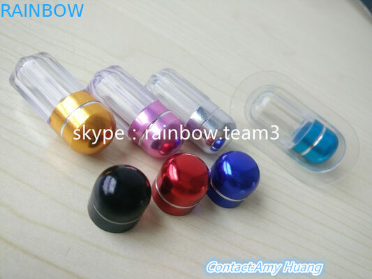Contenitore di plastica riutilizzabile per pillole sessuali / bottiglia a forma di capsula con tappo rotondo in metallo