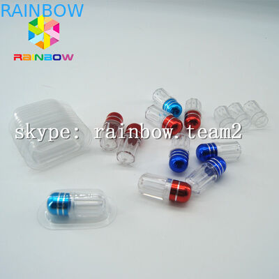 Bottiglia di plastica della medicina della chiara capsula, contenitore della pillola del sesso con il cappuccio dell'oro del di alluminio