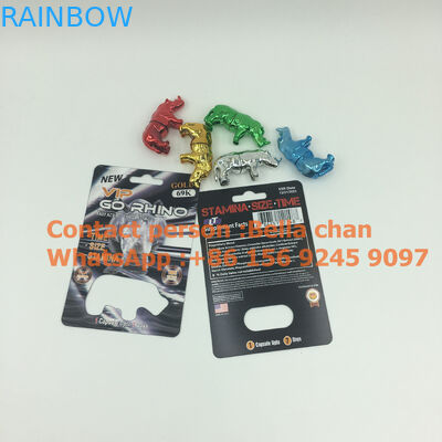 Shinny giocattoli per il rinoceronte Go che imballa, bottiglie di rinoceronte della pillola del sesso oro/dell'argento di forma di rinoceronte del metallo