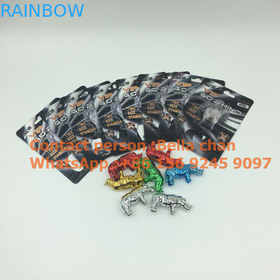 Shinny giocattoli per il rinoceronte Go che imballa, bottiglie di rinoceronte della pillola del sesso oro/dell'argento di forma di rinoceronte del metallo