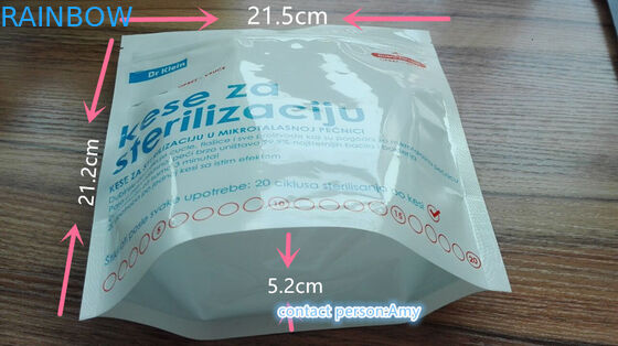 Stia sul sacchetto di plastica dello sterilizzatore di microonda della chiusura lampo approvata dalla FDA della borsa della storta dello sterilizzatore del vapore di microonda