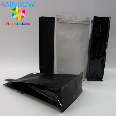 Borsa di caffè nero di Matt con la borsa di caffè del fondo del blocchetto della vendita all'ingrosso della valvola/borsa del fondo piatto per il chicco di caffè di 12oz 250g