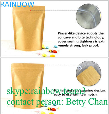 Sacchi di carta di Brown Kraft di promozioni con la finestra/bustine di tè saldabili a caldo di Doypack
