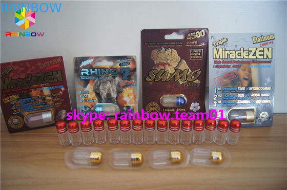 Bottiglie di pillola di plastica su misura della pallottola, bottiglie di plastica della medicina con il cappuccio del metallo