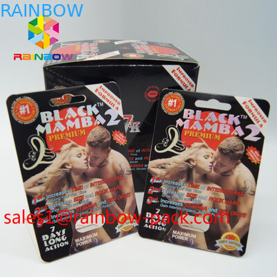 La mamba nero 3D carda le pillole d'imballaggio solide come roccia del sesso della carta 3d della pillola 3D del sesso della costruzione che imballano la carta della pillola del sesso della carta di carta 3D