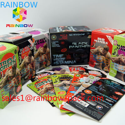 La mamba nero 3D carda le pillole d'imballaggio solide come roccia del sesso della carta 3d della pillola 3D del sesso della costruzione che imballano la carta della pillola del sesso della carta di carta 3D